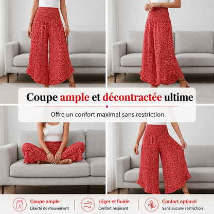 Pantalon Palazzo Taille Haute Imprimé